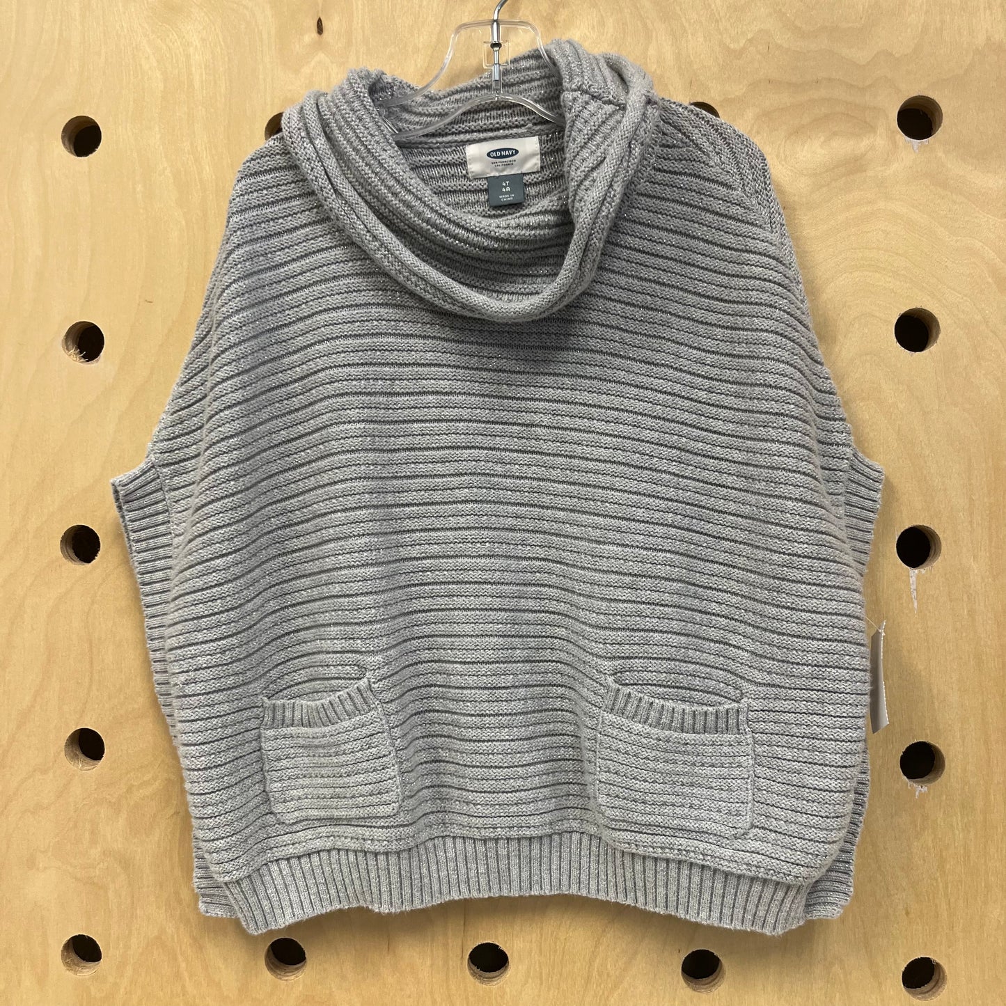 Grey & Silver Tinsel Knit Poncho