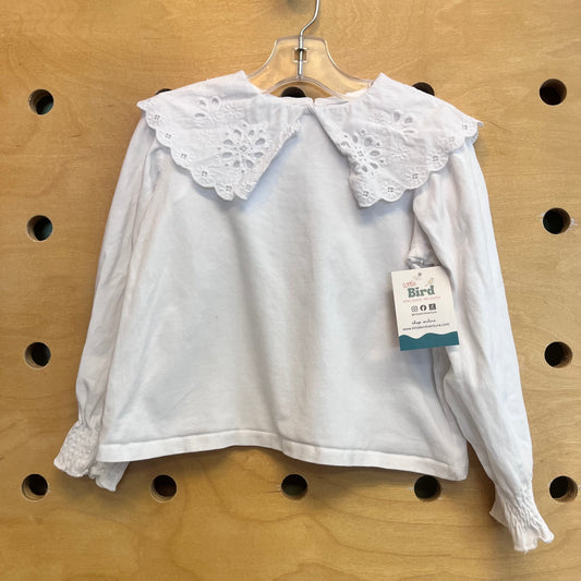 White Eyelet Collar Top
