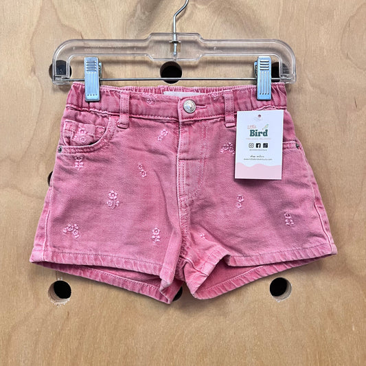 Pink Floral Denim Shorts