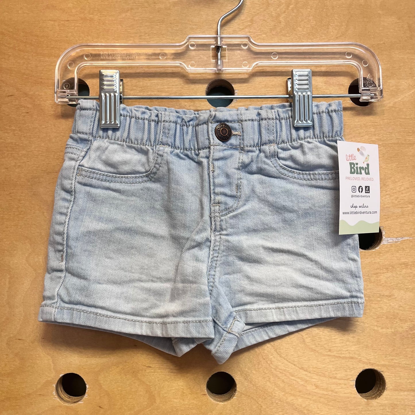 Light Wash Pull On Denim Shorts