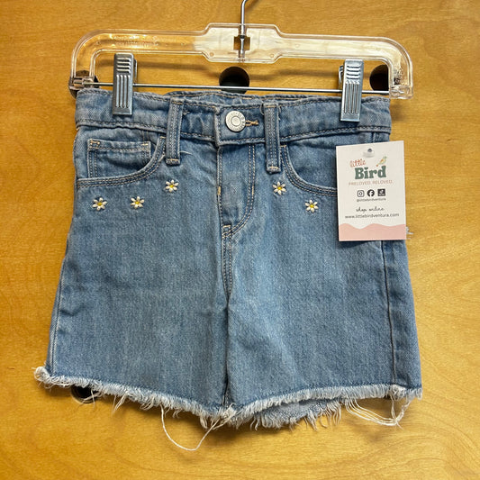 Raw Hem Embroidered Daisy Shorts
