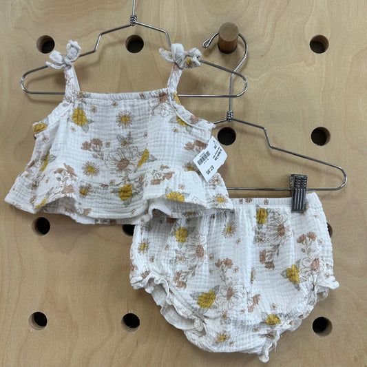 Cream Floral Gauze Outfit