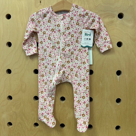 Pink Floral Teddy Zippy NEW!