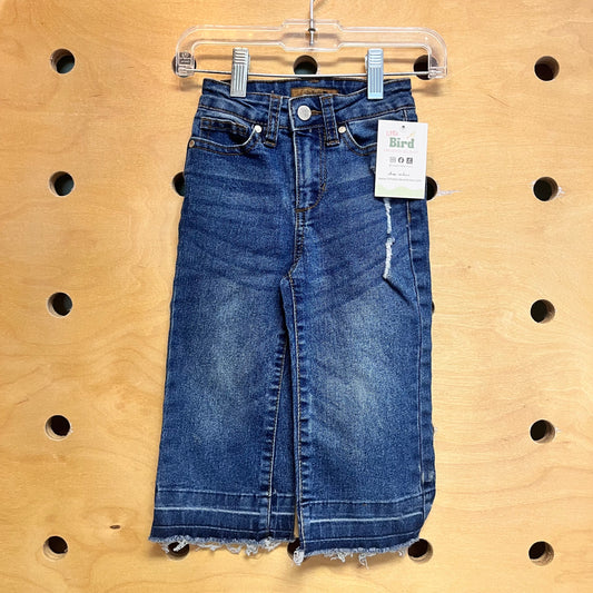 Wide Leg Raw Hem Denim Pants