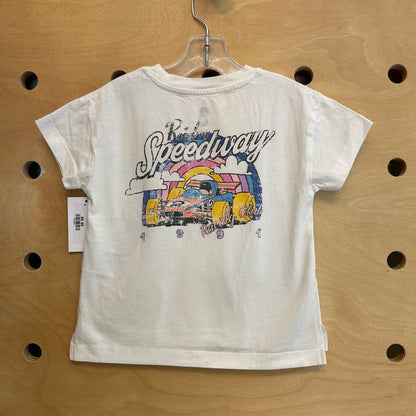 White 'Rainbow Speedway' Cotton Tee