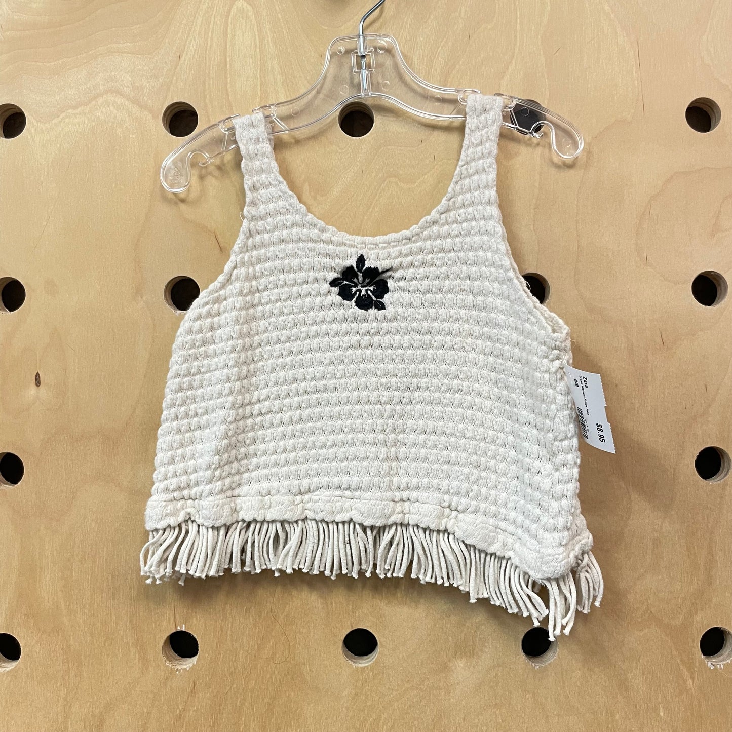 Cream Hibiscus Fringe Tank