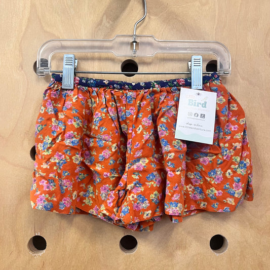 Orange Floral Flowy Shorts