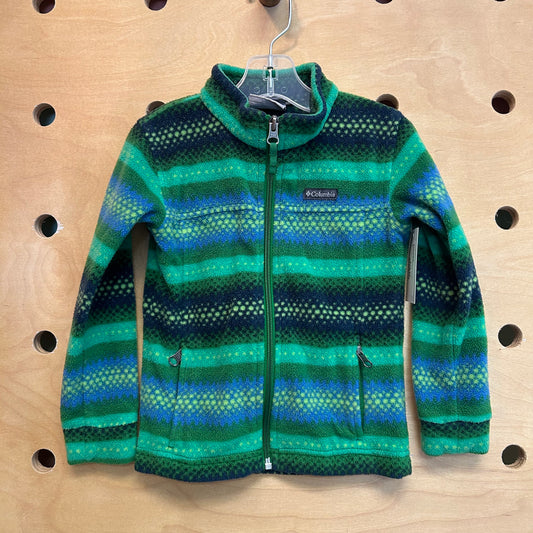 Green Striped Fleece Jacket