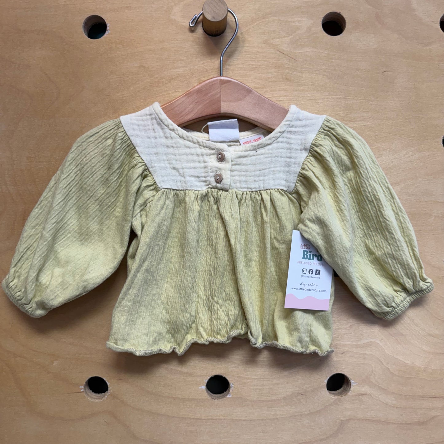 Cream/Green Peasant LS