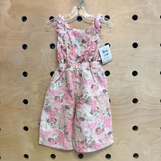 Pink/Tan Gauze Minnie Cotton Romper