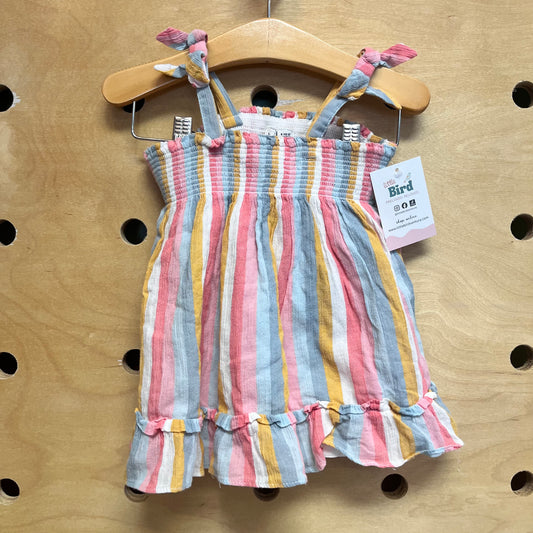 Pink/Blue Striped Dress & Bloomers