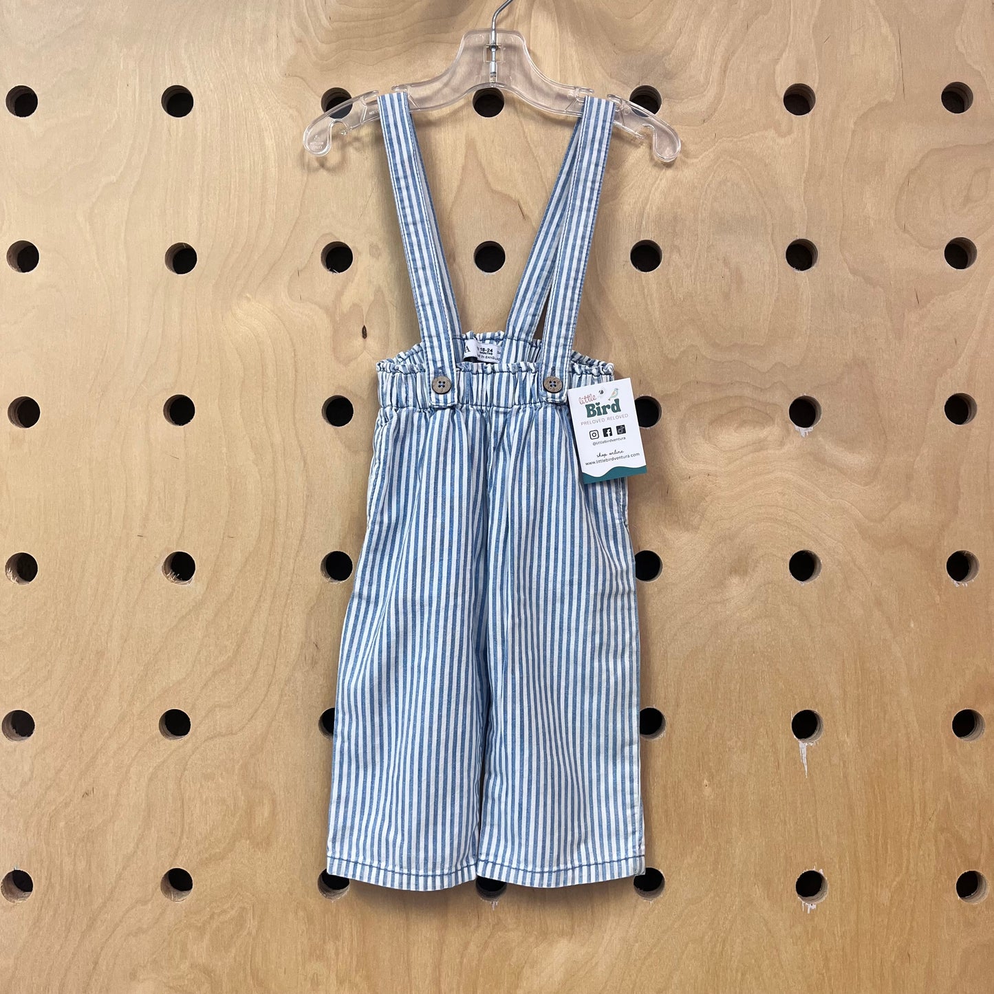 Denim Striped Pants w/ Suspenders