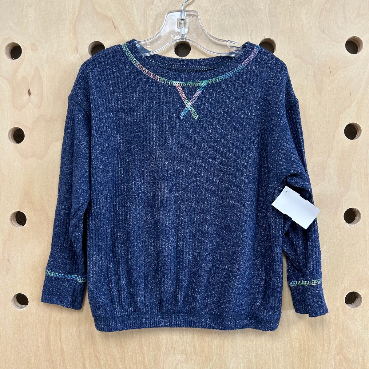 Blue Ribbed Knit Top