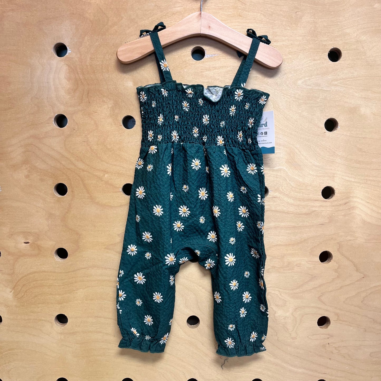 Green Daisies Smocked Romper