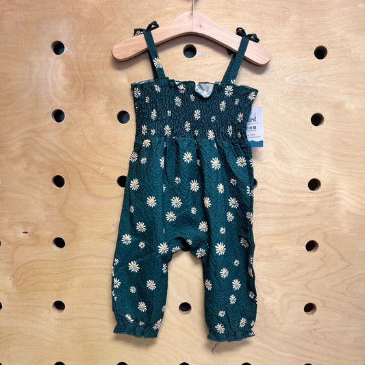 Green Daisies Smocked Romper