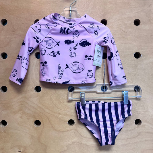 Pink/Blue Sea Life 2pc Swimsuit