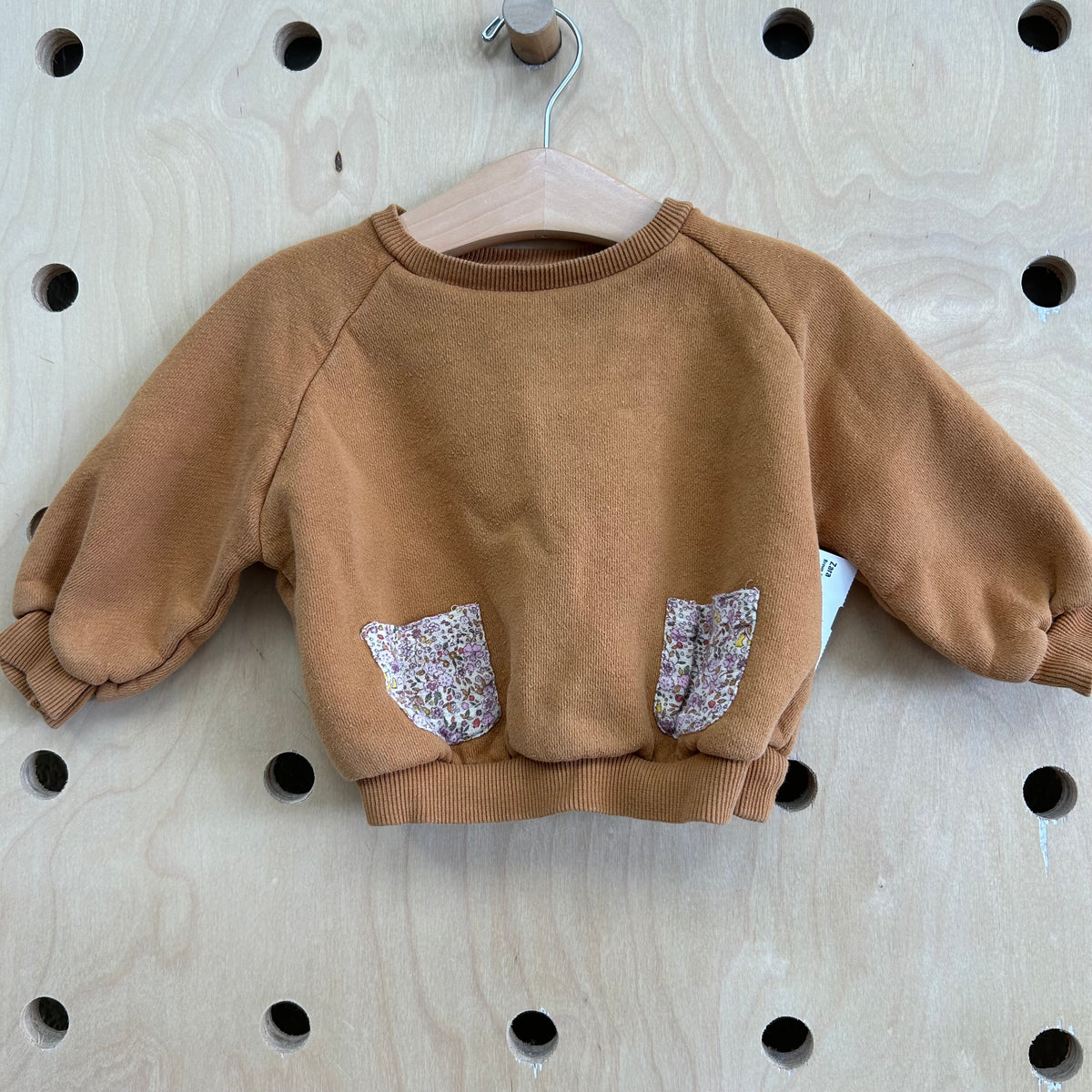 Brown Floral Pocket Sweatshirt