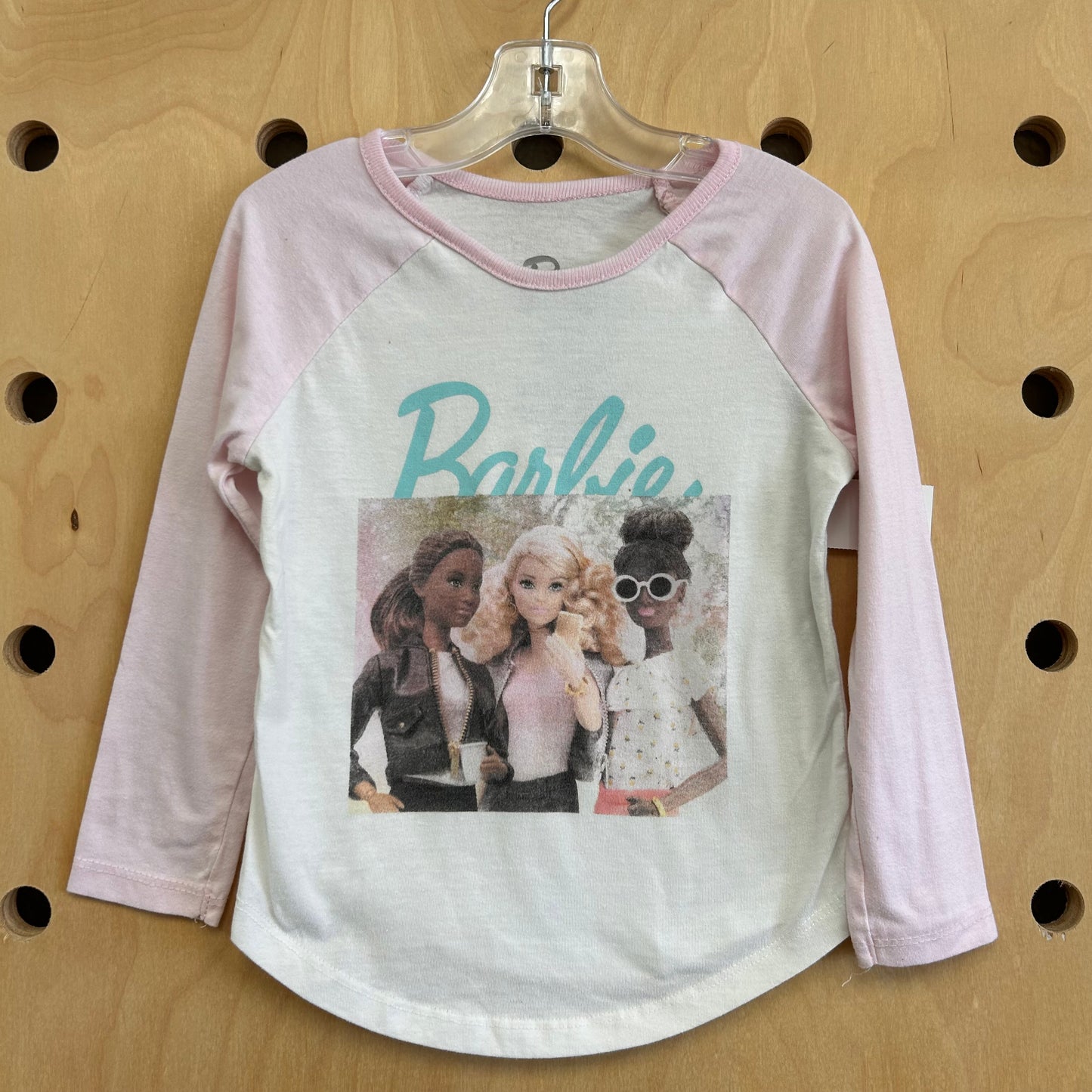 Pink + White Barbie Ringer Tee