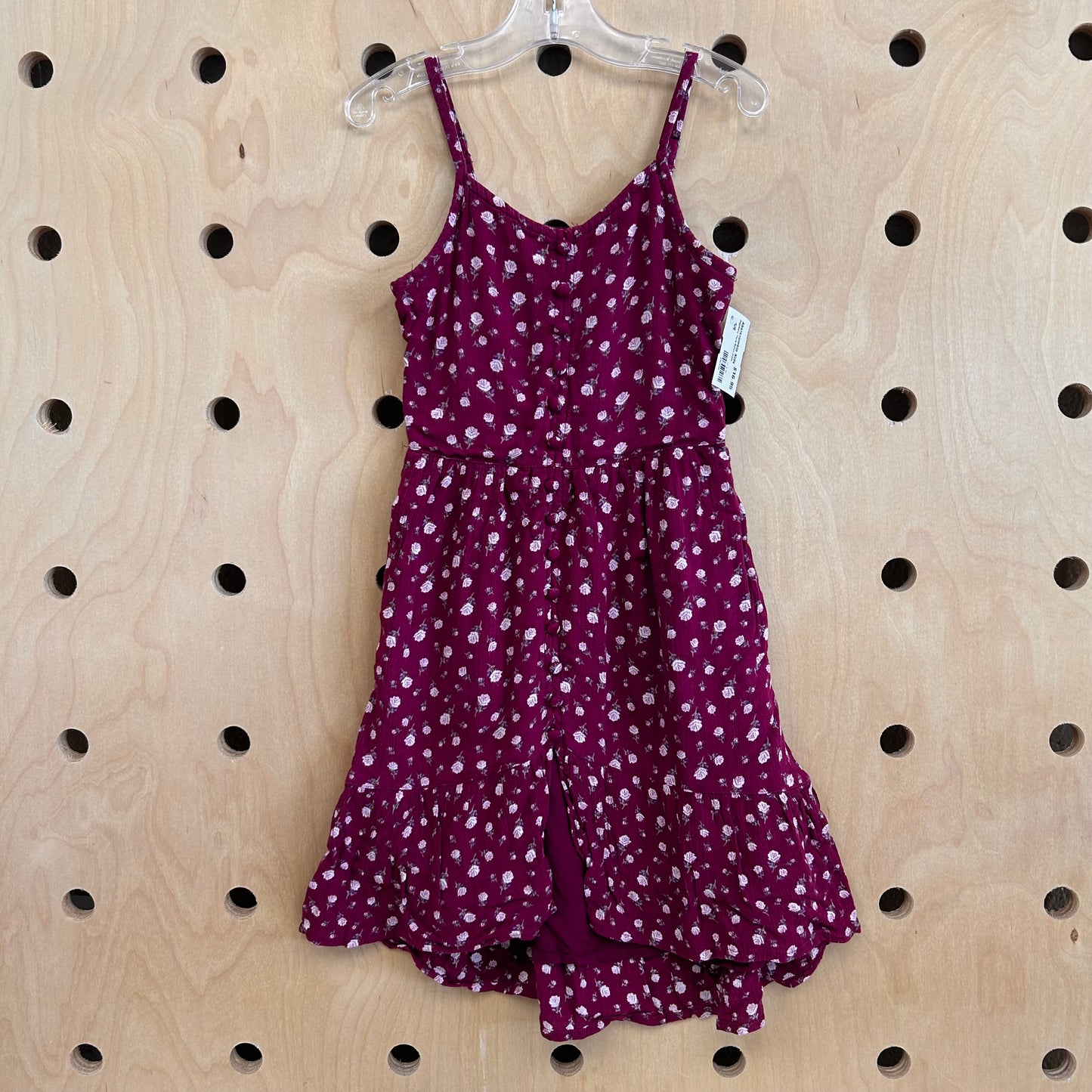 Raspberry Floral Button Dress