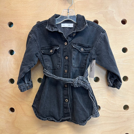 Black Denim Button Dress