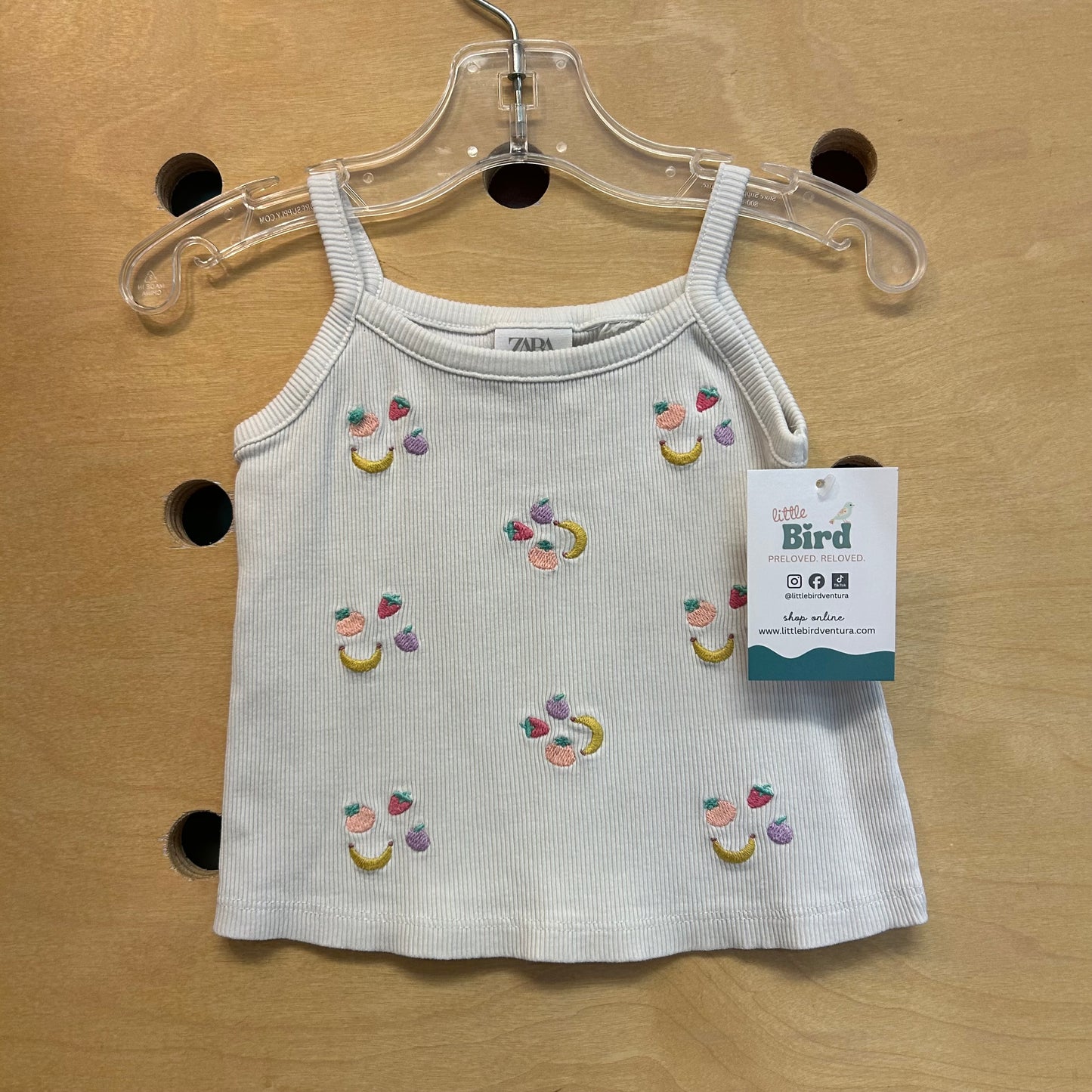 White Fruit Embroidered Tank