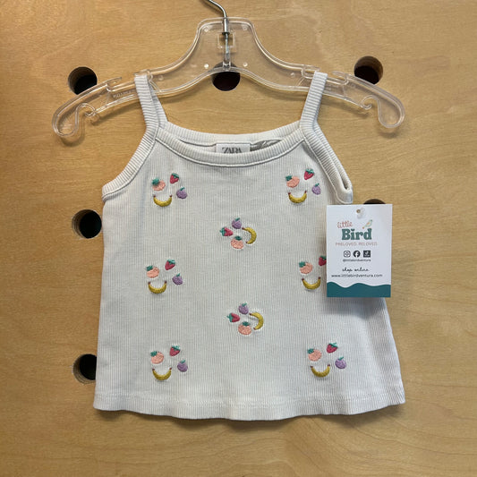 White Fruit Embroidered Tank