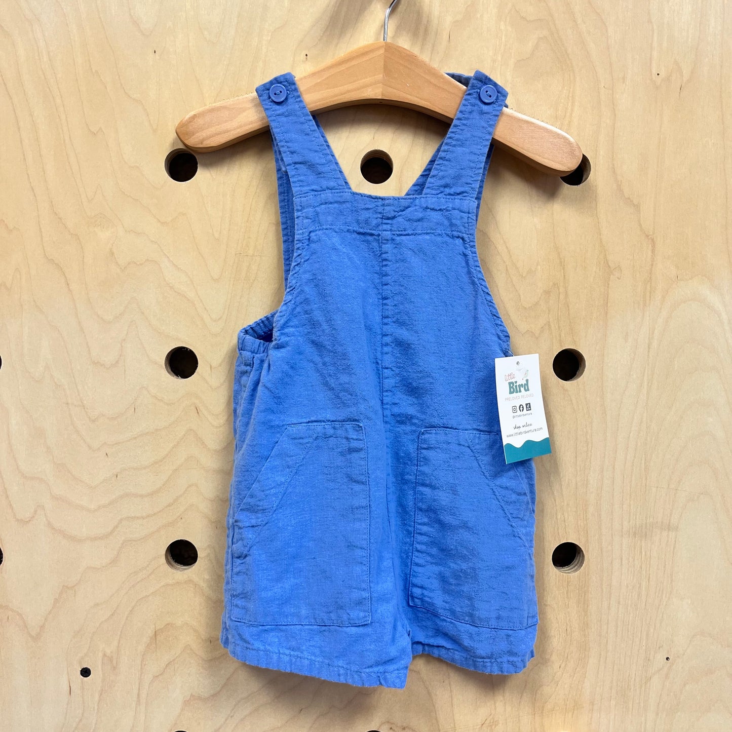 Blue Linen-Blend Shortalls