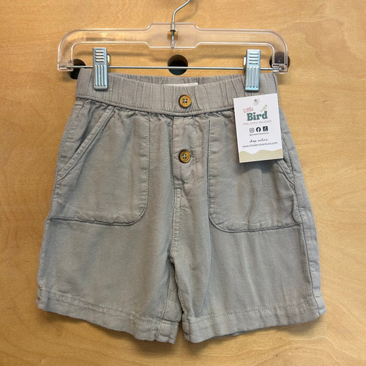 Green Linen Blend Shorts