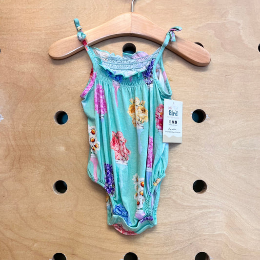 Mint Floral/Paintbrush Bamboo Romper