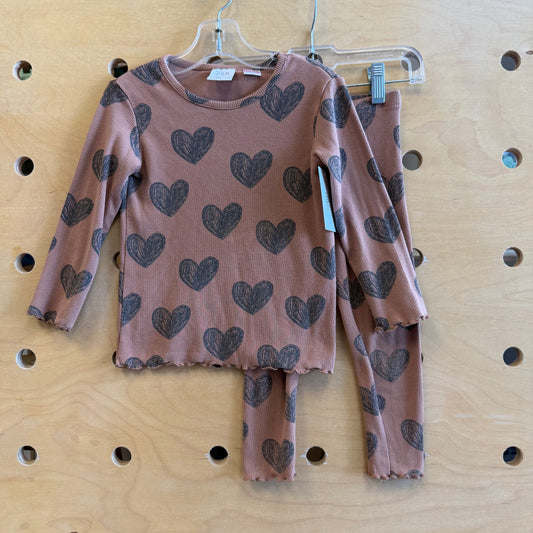Brown /Black Hearts Ribbed Outfit
