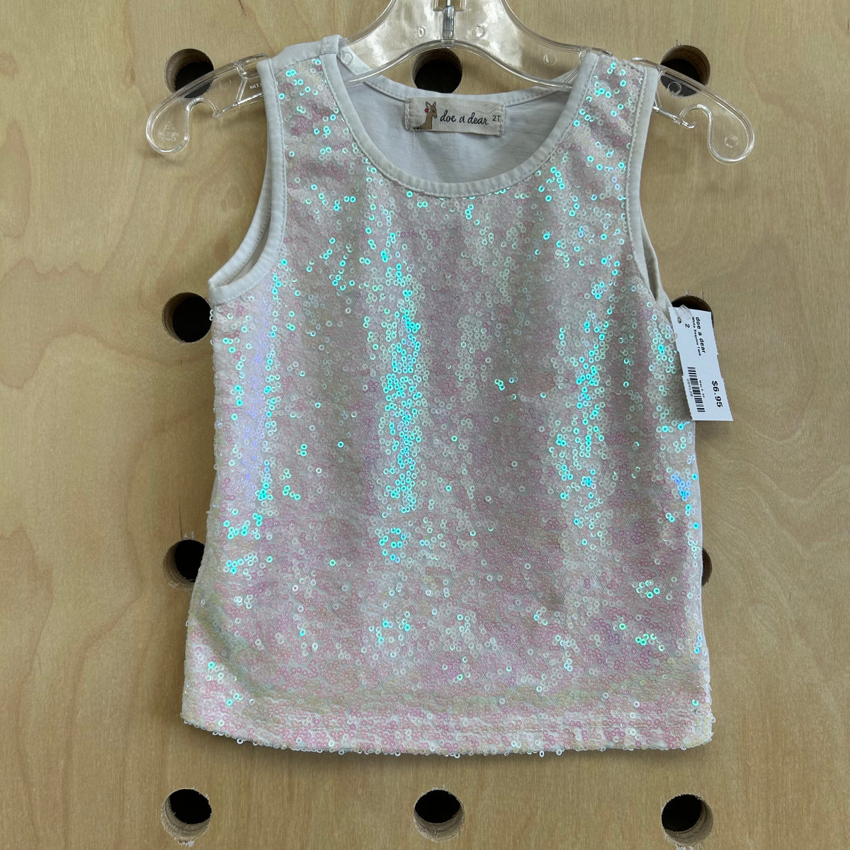 White Sequins Tank