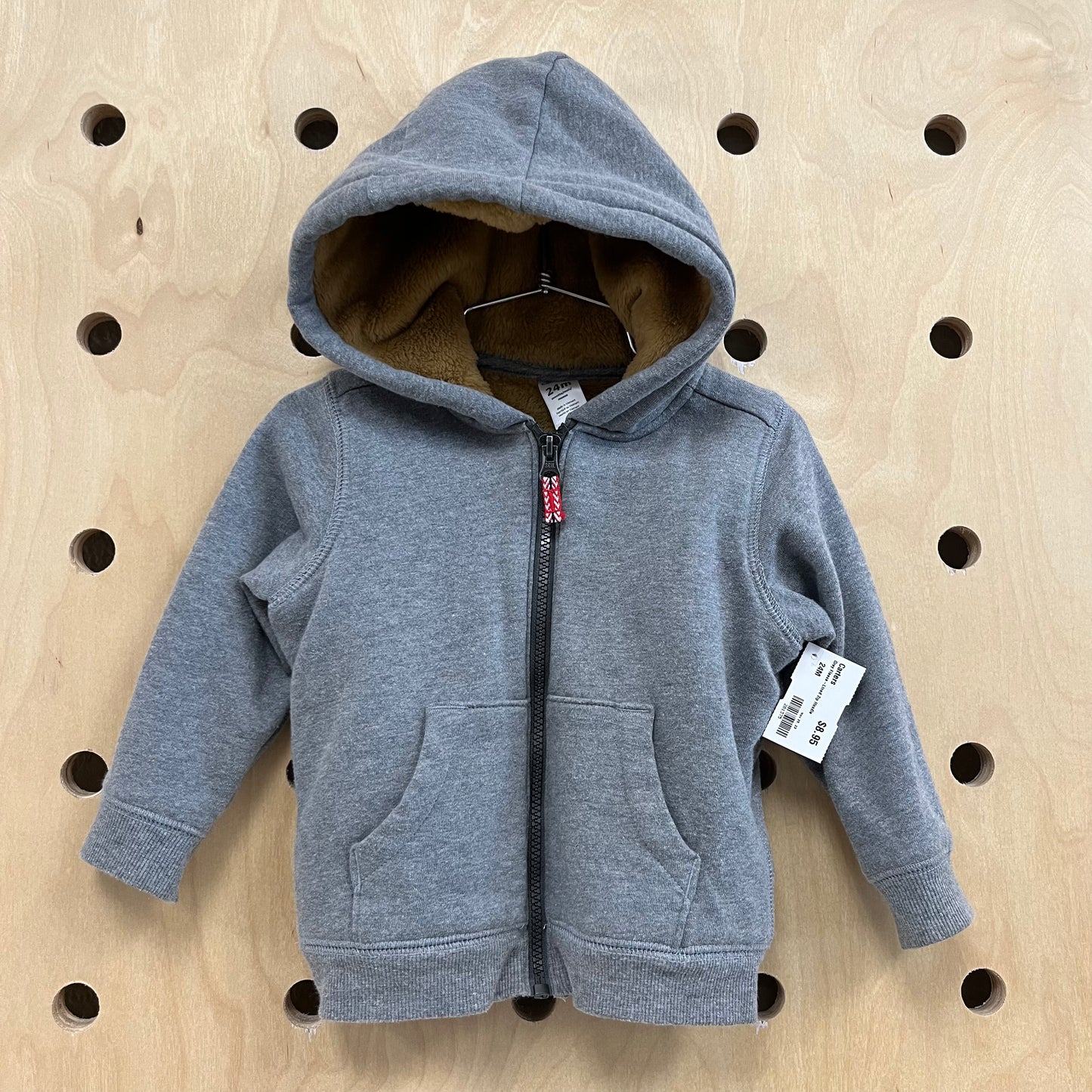 Grey Fleece-Lined Zip Hoodie