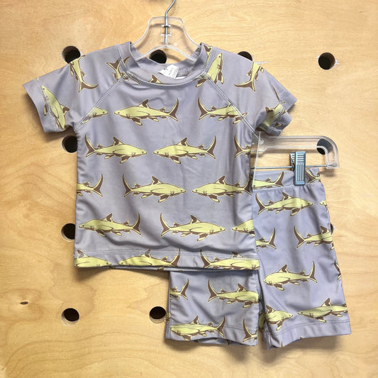 Grey/Yellow Sharks Swimsuit Set