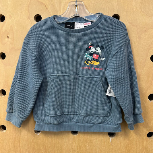 Blue Waffle Minnie + Mickey Pullover