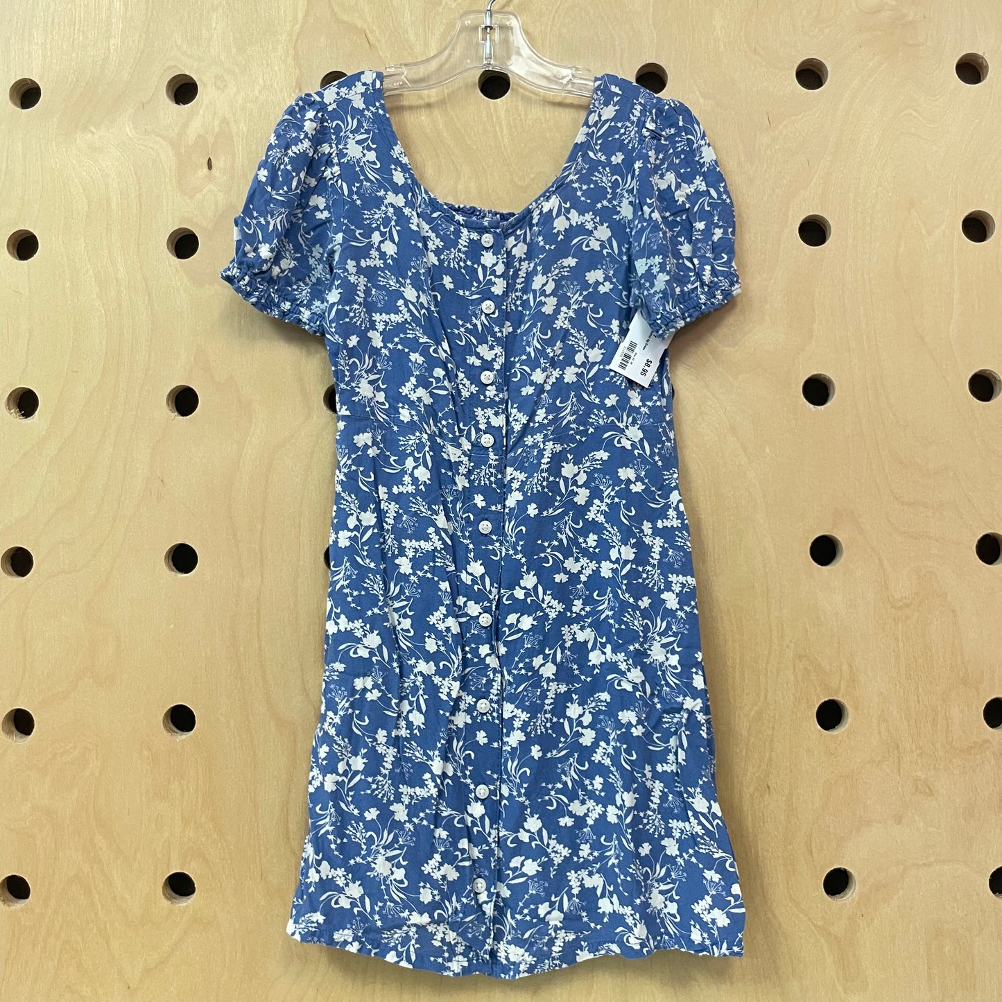 Blue Floral Button Up Dress
