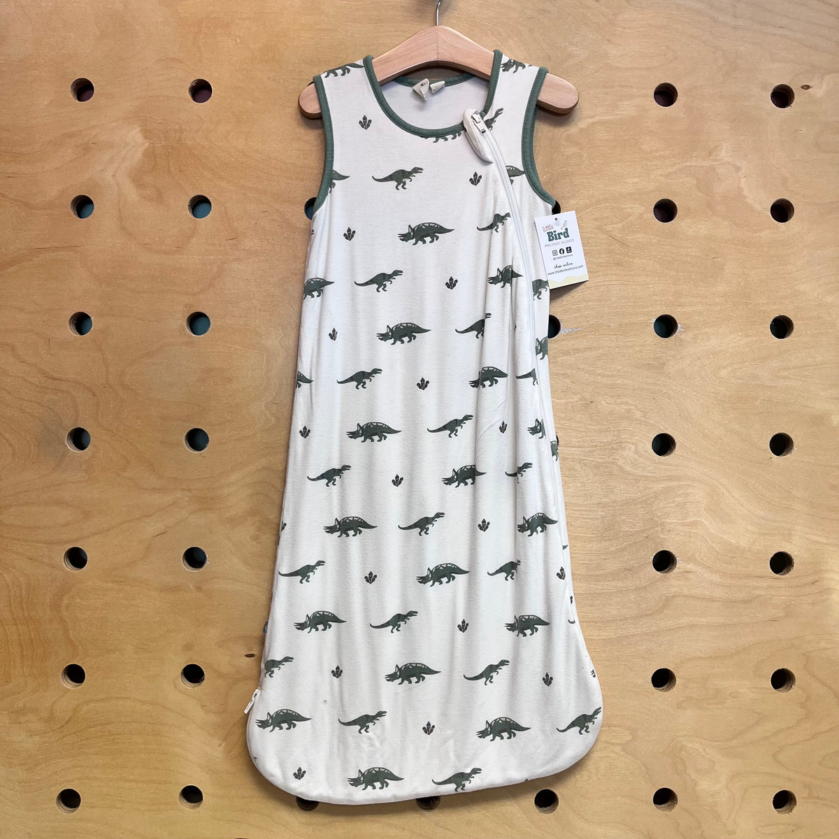 White/Green Dino 0.5 Tog Sleep Blanket