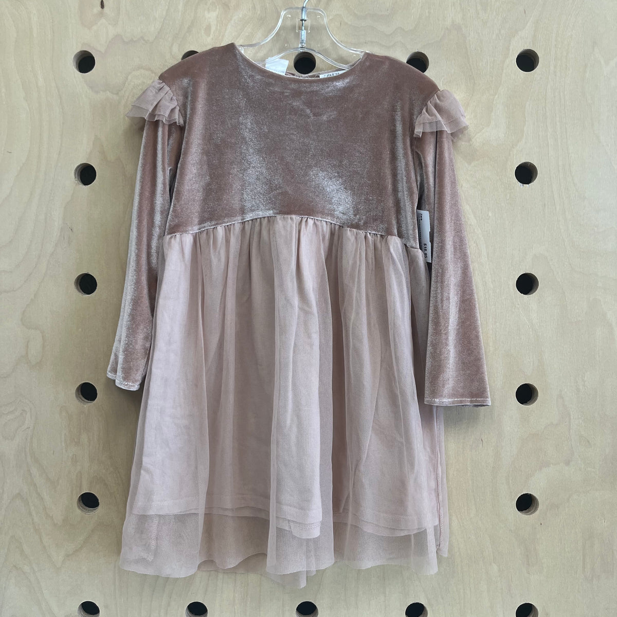 Dusty Pink Crushed Velvet & Tulle Dress