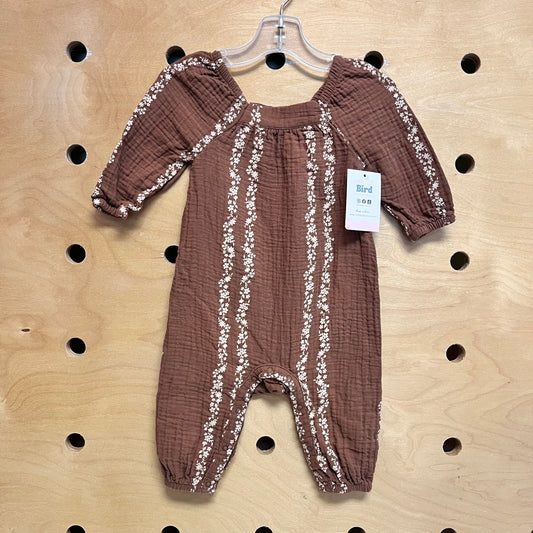 Brown/Cream Floral Gauze Romper