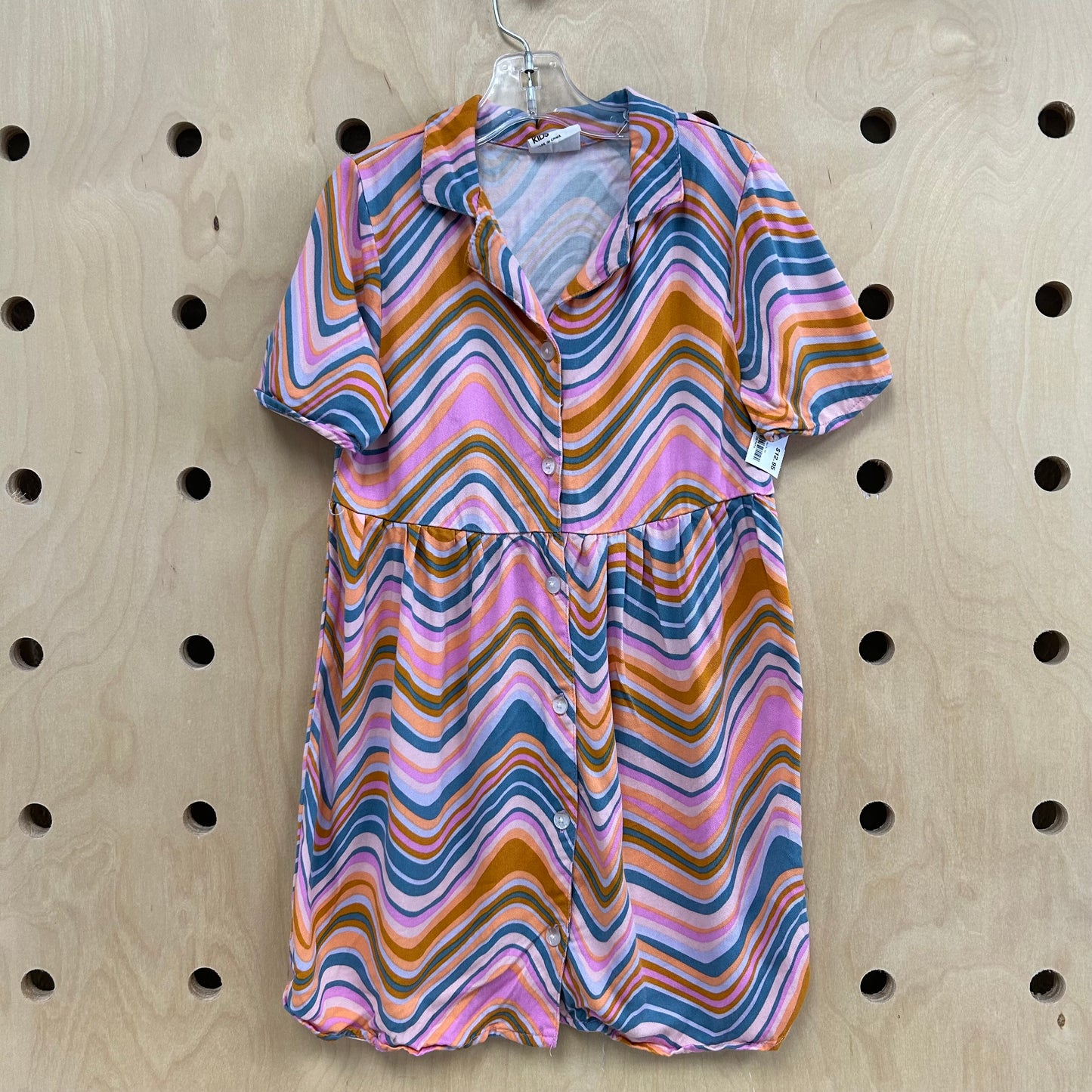 Pink Wavy Button Up Dress