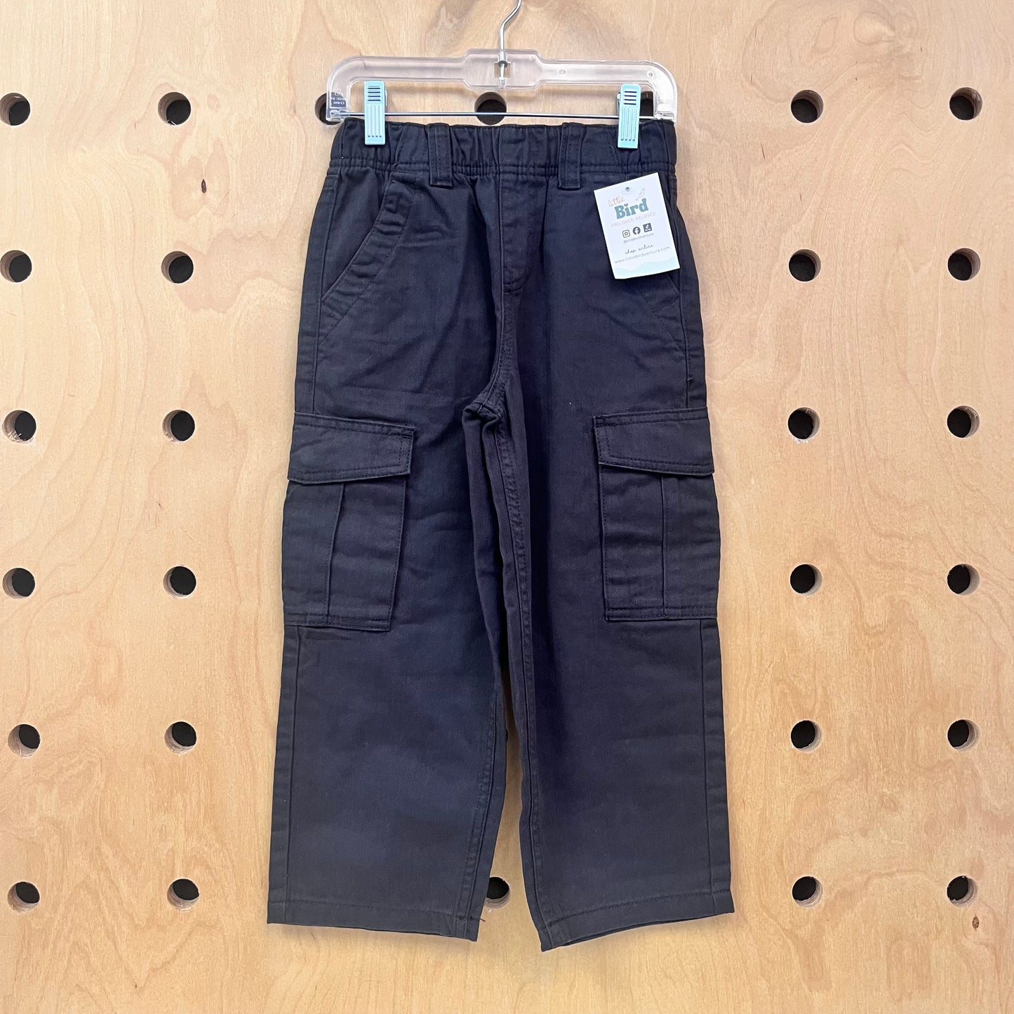 Black Pull On Cargo Denim