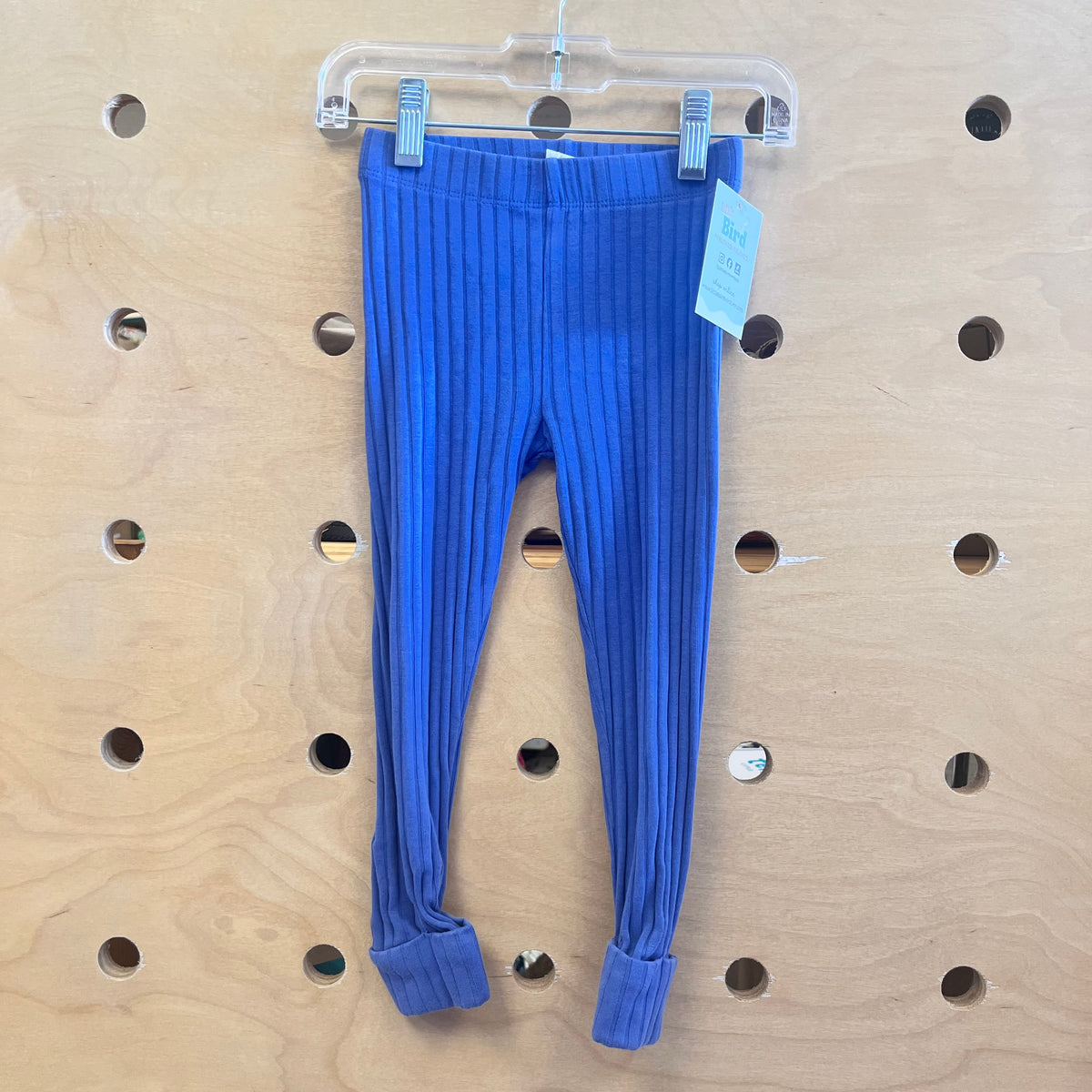 Blue Ribbed Organic Cuffed Leggings