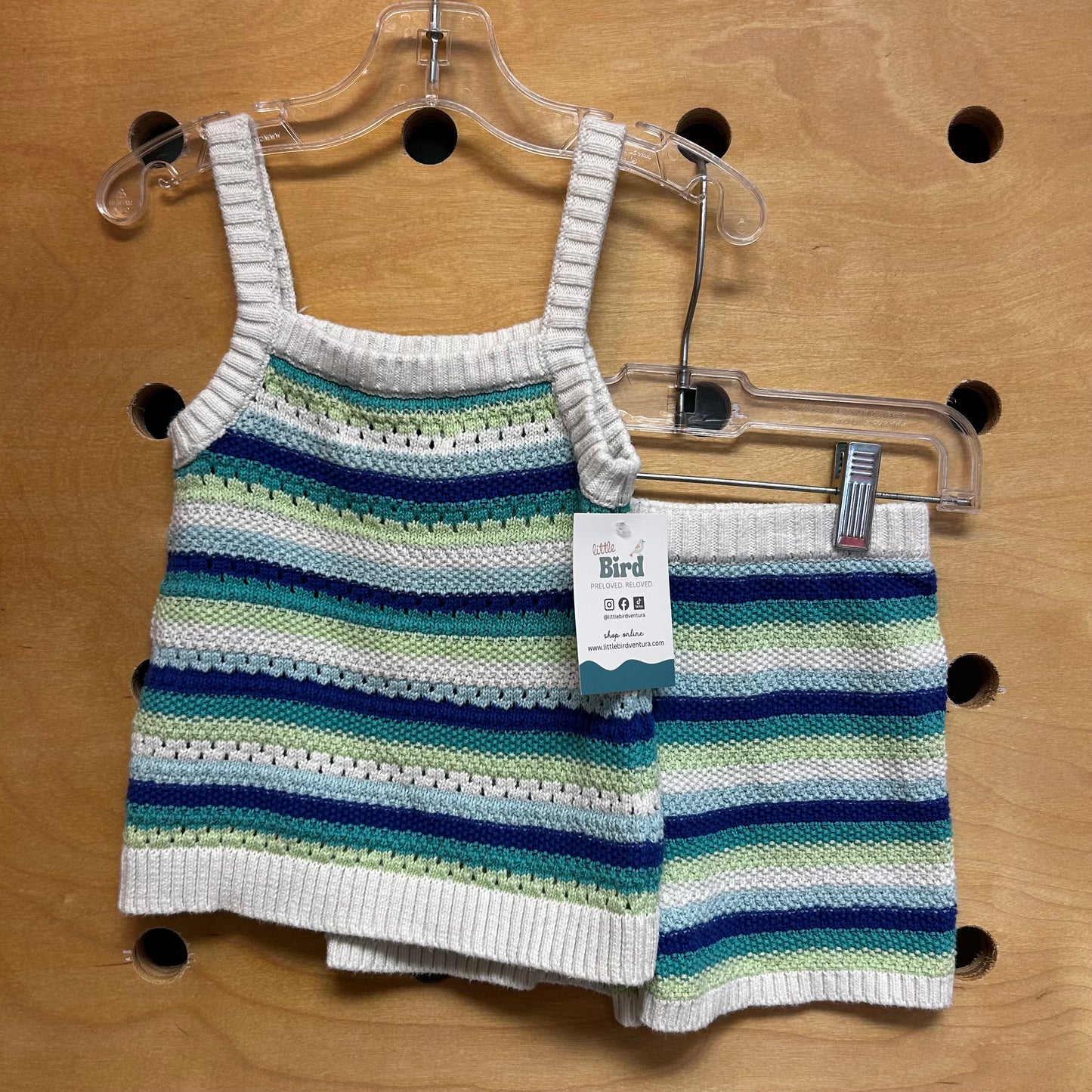 Blue/Green Striped Crochet Outfit