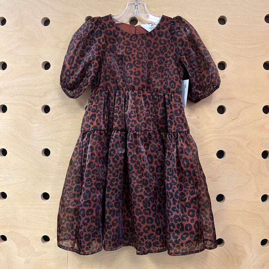 Brown Sheer Animal Print Dress