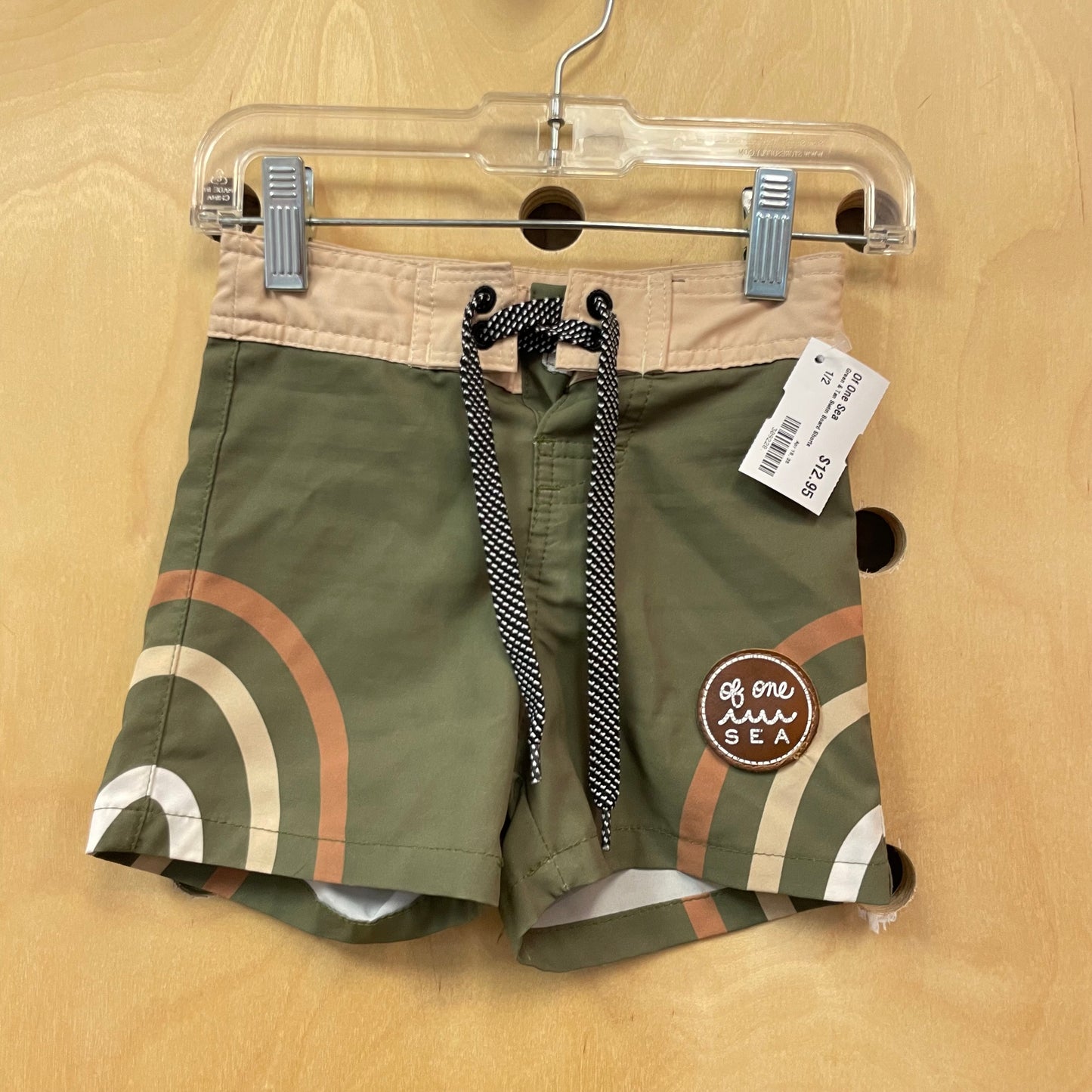 Green & Tan Swim Board Shorts