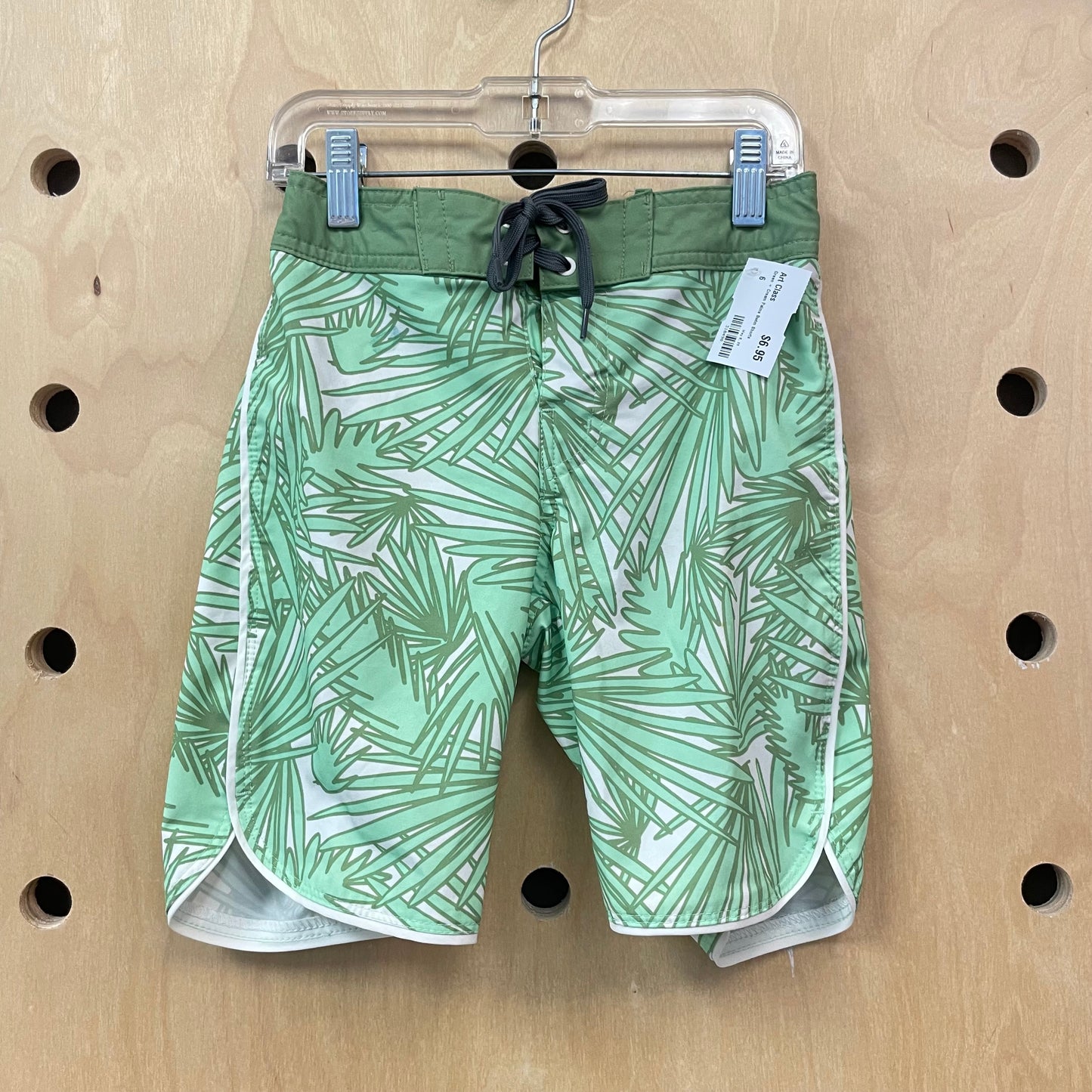 Green + Cream Palms Swim Shorts