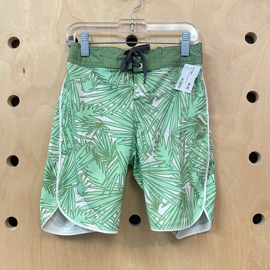 Green + Cream Palms Swim Shorts