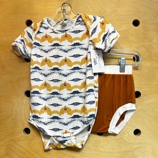 Blue/Browns Rocketship Bamboo Outfit
