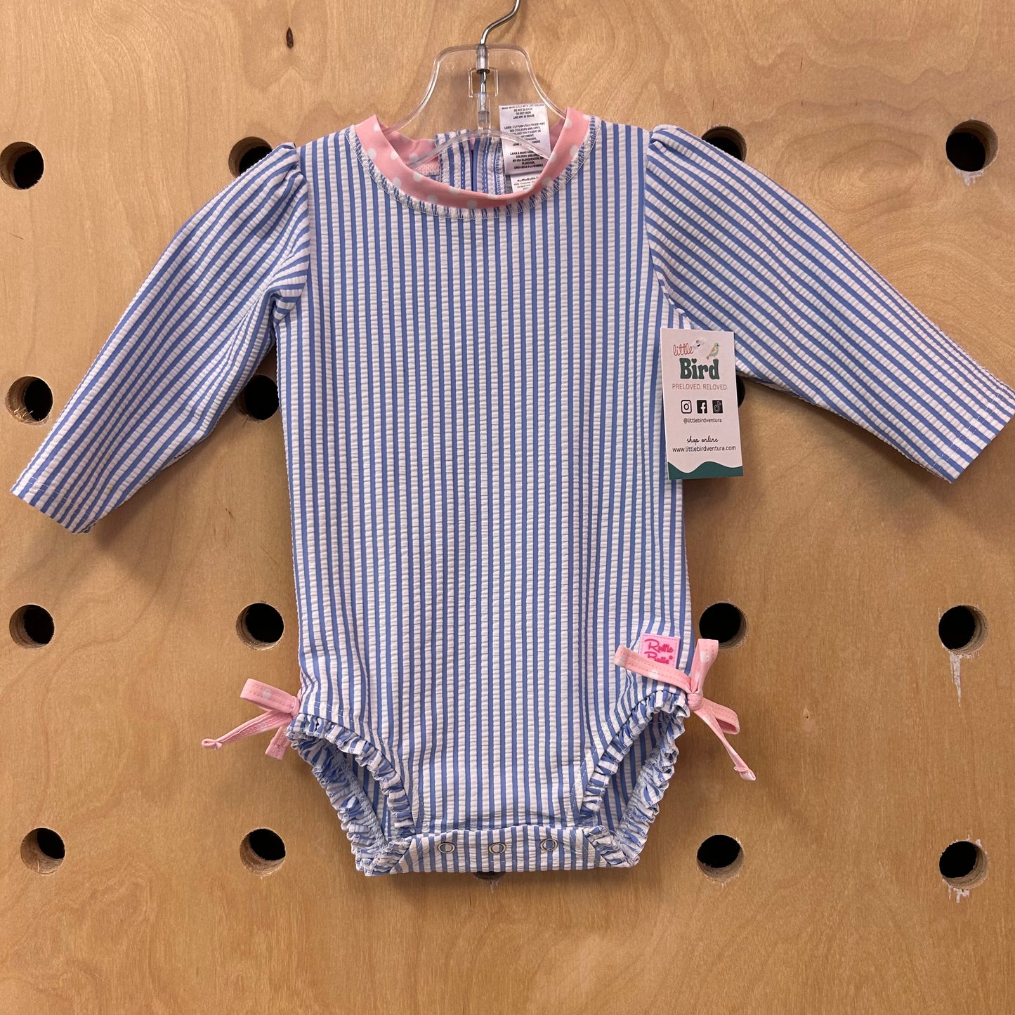 Blue Striped Ruffle Swimsuit