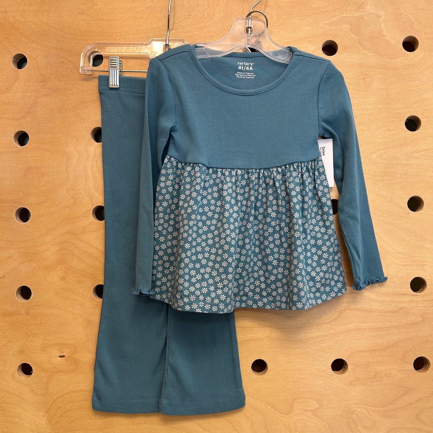 Teal Floral Ribbed Outfit