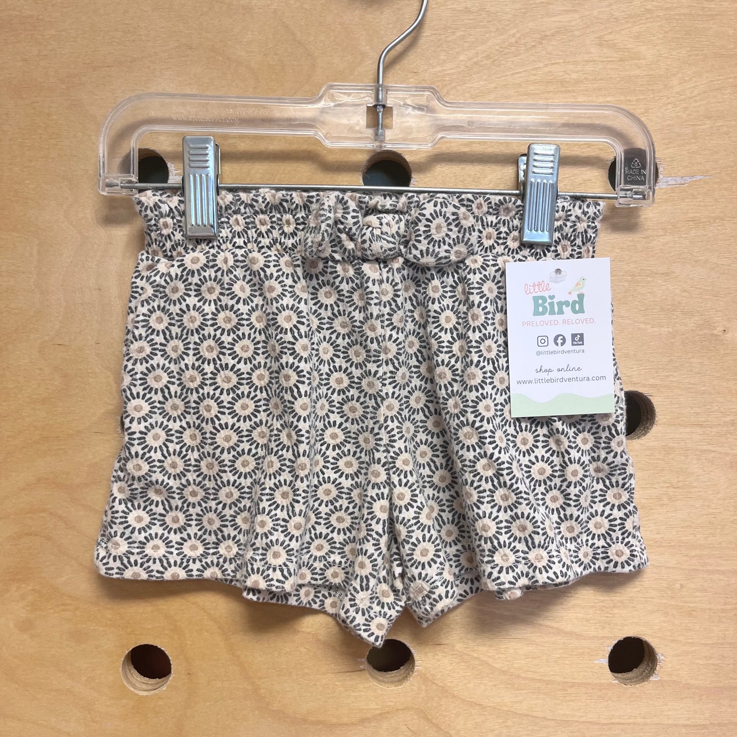 Cream & Black Floral Shorts